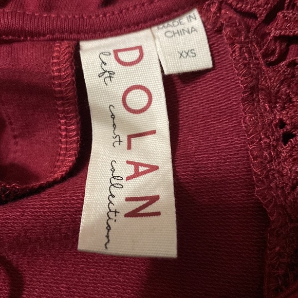 Anthropologie DOLAN Lace-Sleeve Sweatshirt Wine XXS - Picture 5 of 8